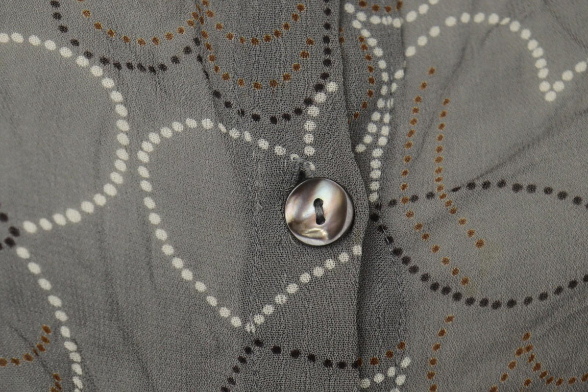 GUDRUN SJÖDEN Gray Floral Cotton Long Sleeve Button Front Tunic Shirt Top – Size L