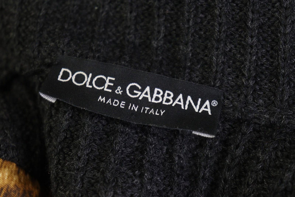 DOLCE&GABBANA Brown and Black Wool Full Zip Sweater with Blazer Jacket – Size 42