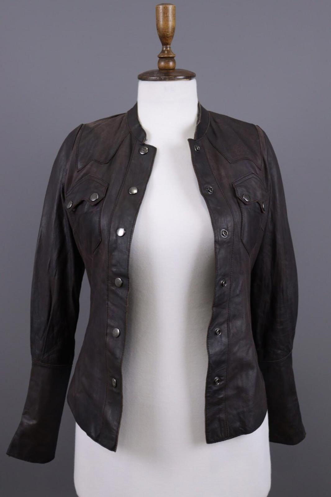 ALLSAINTS Brown Snap Leather Biker Jacket – Size XS