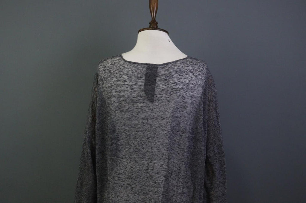 RUNDHOLZ Gray Sheer Lagenlook Relaxed Long Sleeve Blouse Tunic Dress