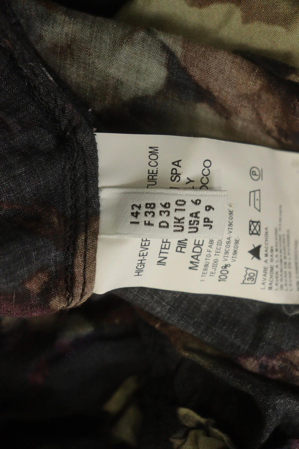 HIGH USE Multicolor Geo Print 100%Viscose Keyhole Button Front Blouse Top Sz 38