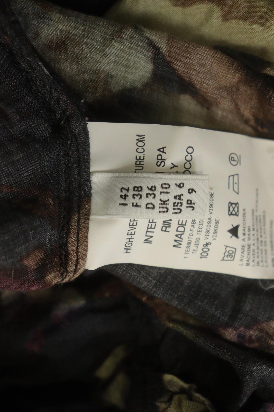 HIGH USE Multicolor Geo Print 100%Viscose Keyhole Button Front Blouse Top Sz 38