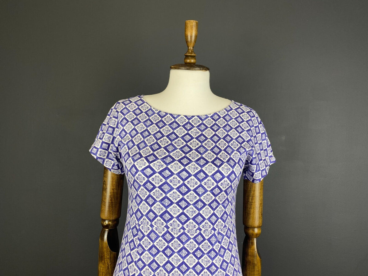 Weekend Max Mara Blue Desiner Short Sleeve A-Line Midi Dress – Size 40