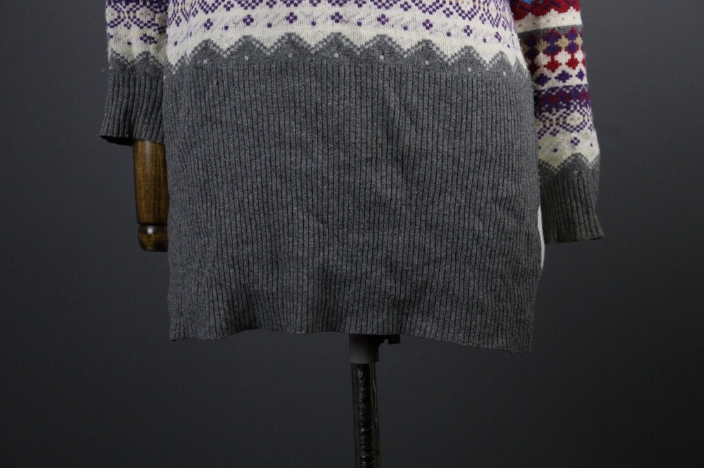 LOVE MOSCHINO Colorful Fair Isle Knit Hoodie Sweater – Size 42