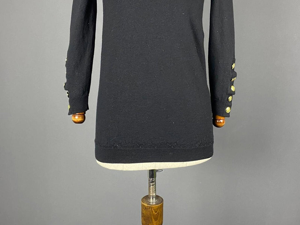 LA MAILLE SEZANE Black Merino Wool Knit Button Sleeve Sweater – Size M