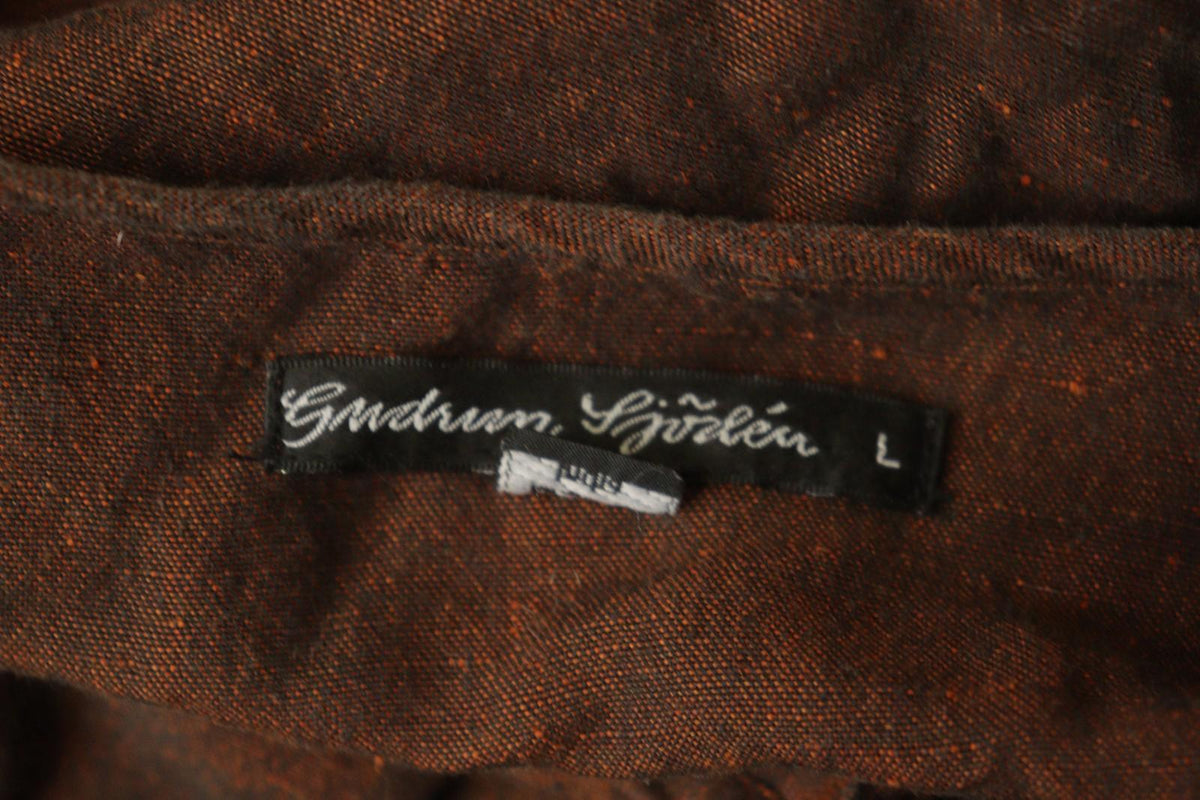 GUDRUN SJÖDEN Brown Lagenlook Linen Long Sleeve Button Front Shirt Dress – Size S