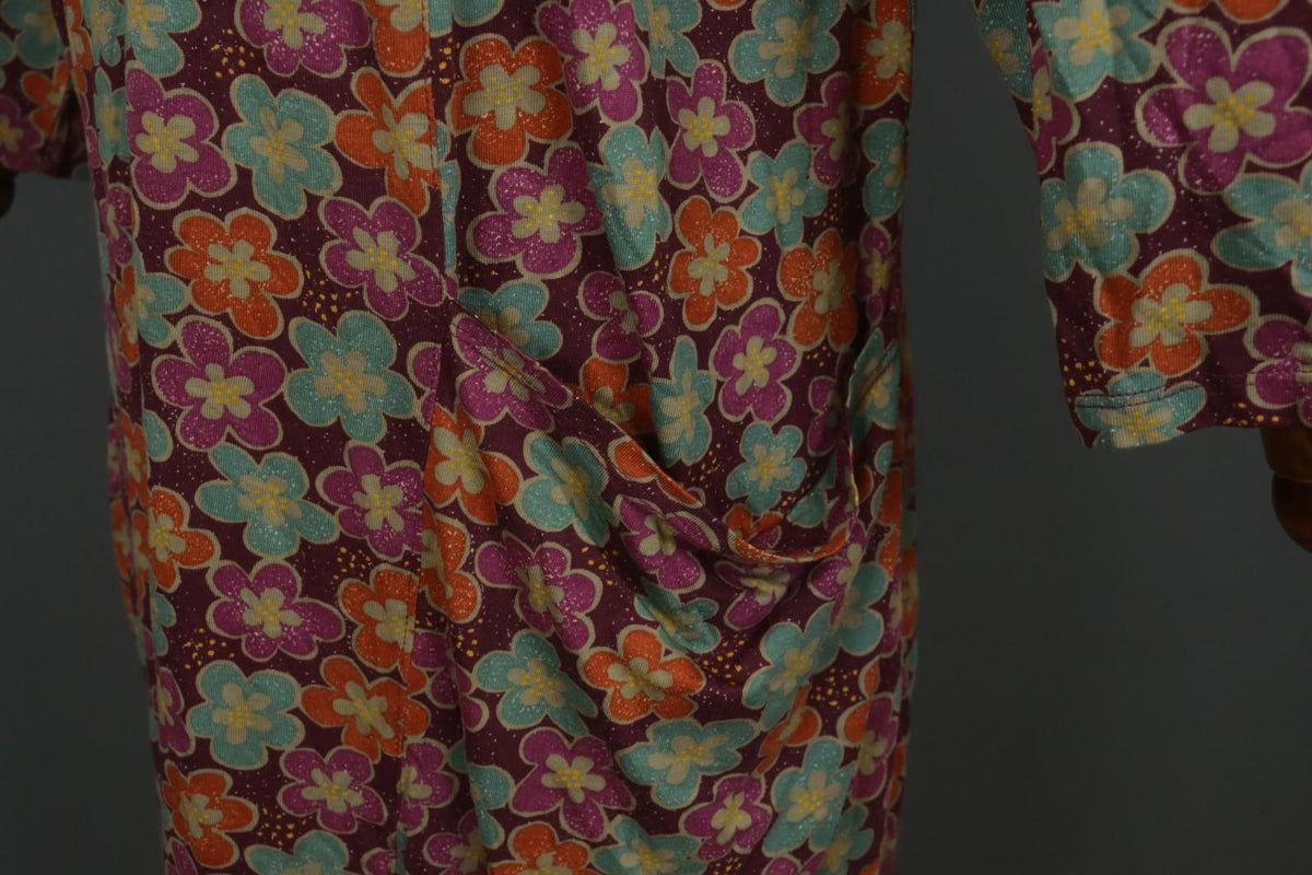 GUDRUN SJODEN Multi Modal Floral Crew Neck Long Sleeve Shift Dress – Size M