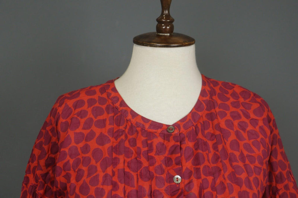 GUDRUN SJODEN Orange Abstract Casual Long Sleeve Button Front Shirt Dress – Size S
