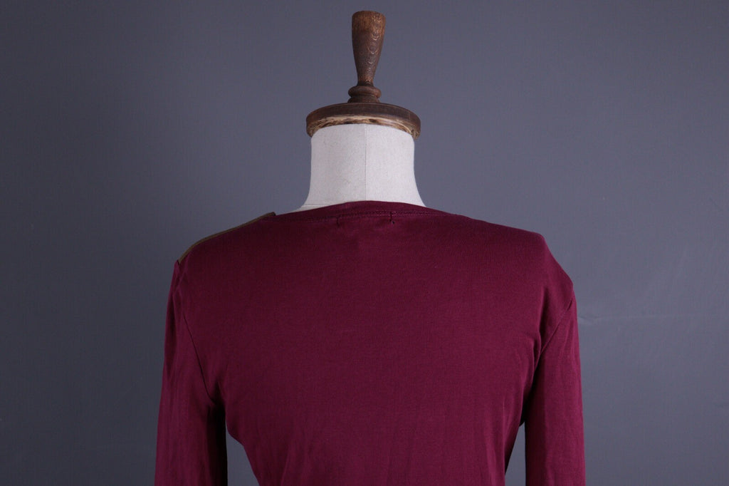 Lauren Jeans Co. Ralph Lauren Burgundy Elbow Patches Long Sleeve Top Shirt Sz M