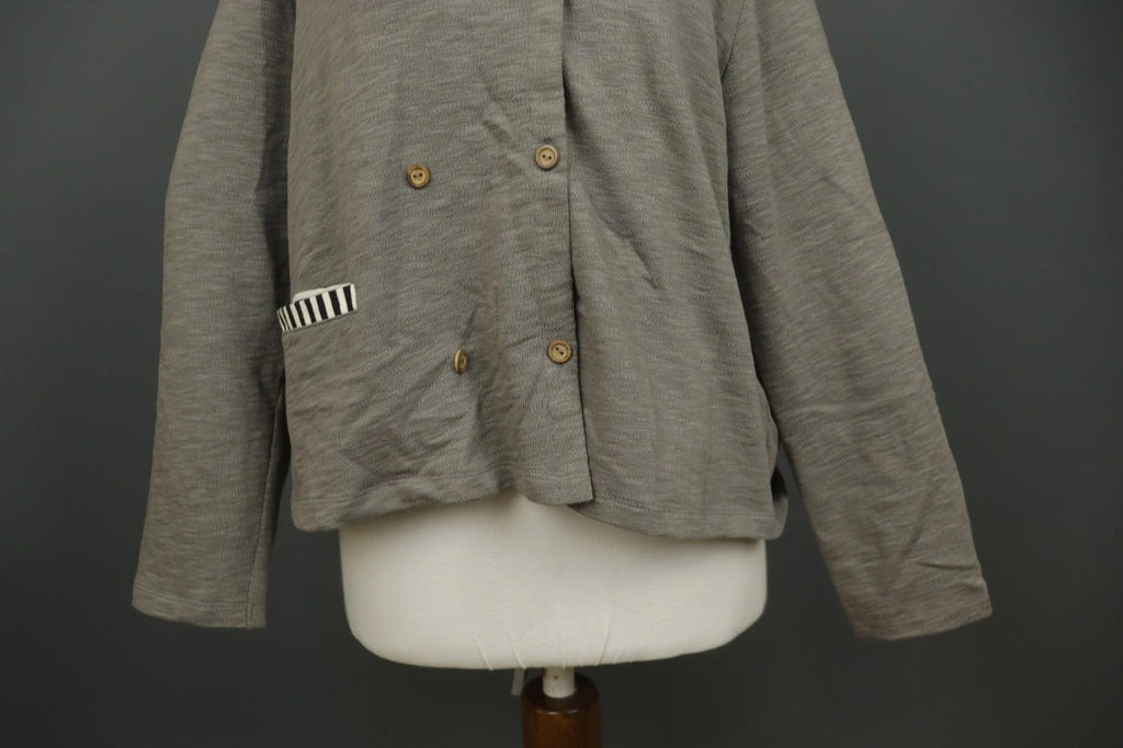 GUDRUN SJODEN Gray 100% Cotton Knitted Long Sleeve Button Front Cardigan – Size L