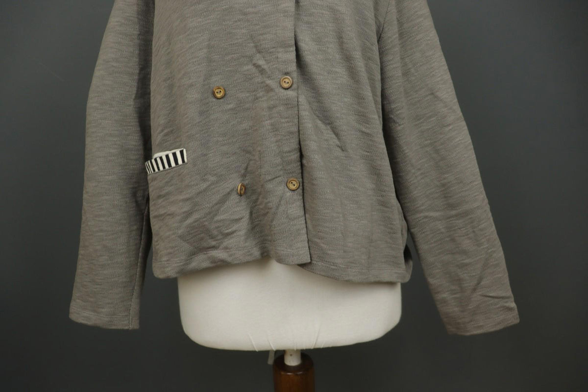 GUDRUN SJODEN Gray 100% Cotton Knitted Long Sleeve Button Front Cardigan – Size L