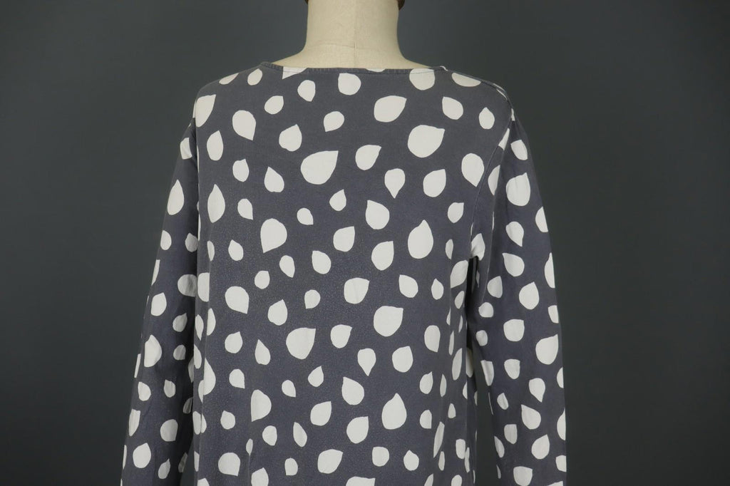 MARIMEKKO Gray White Polka Dot Viscose Long Sleeve Pullover Shift Dress – Size M