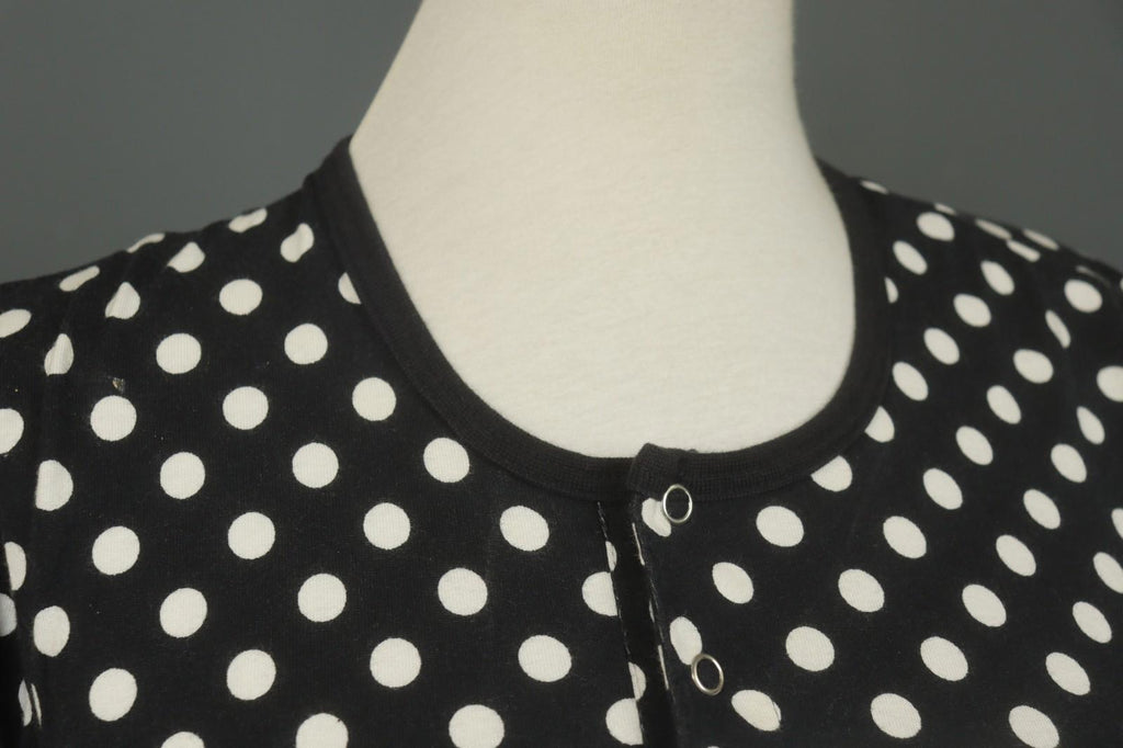 MARIMEKKO Black White Polka Dot Cotton Long Sleeve Summer Snap Blouse Top – Size M