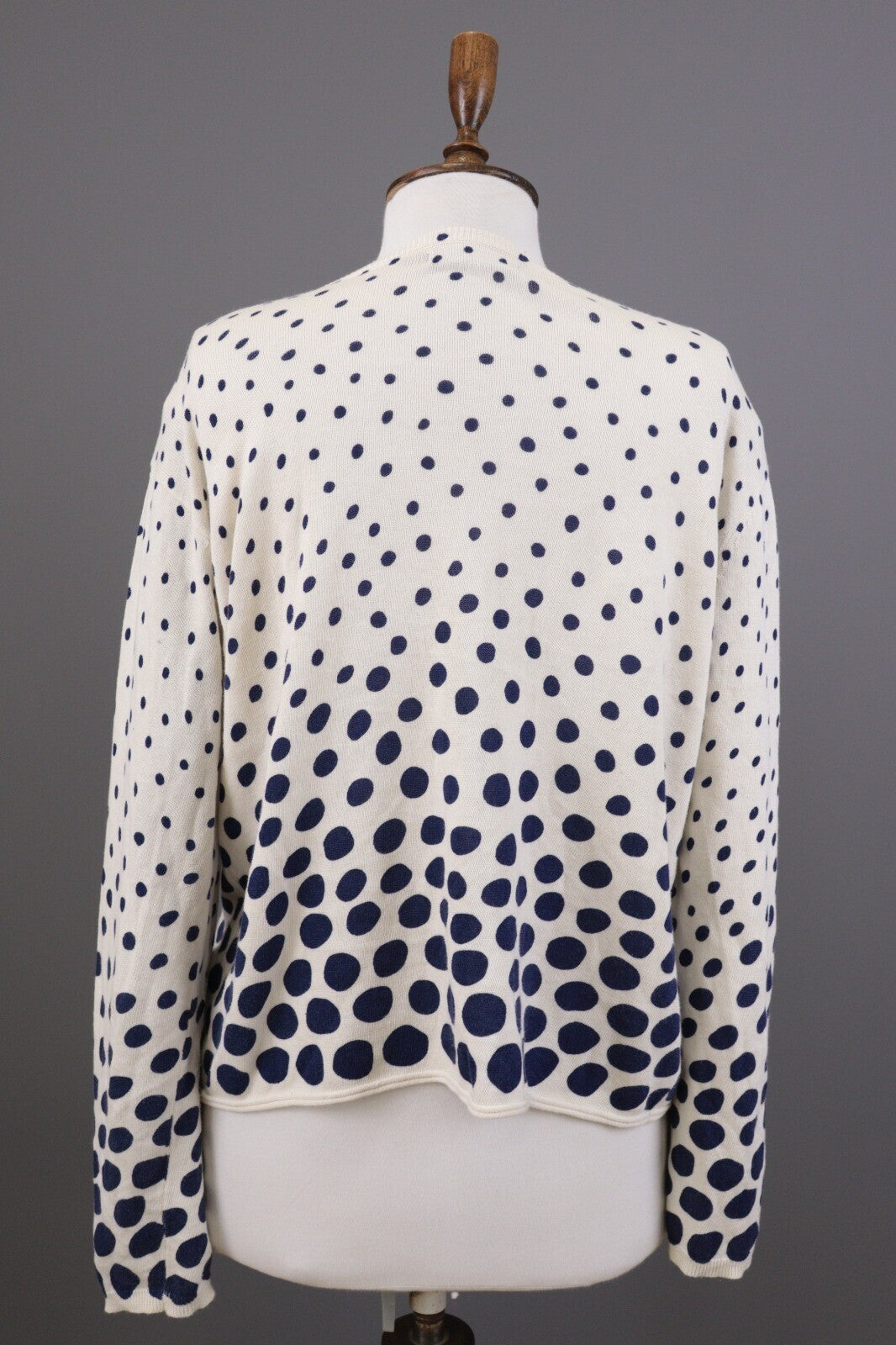 Gudrun Sjoden White Polka Dot Long Sleeve Knit Cardigan Sweater – Size L