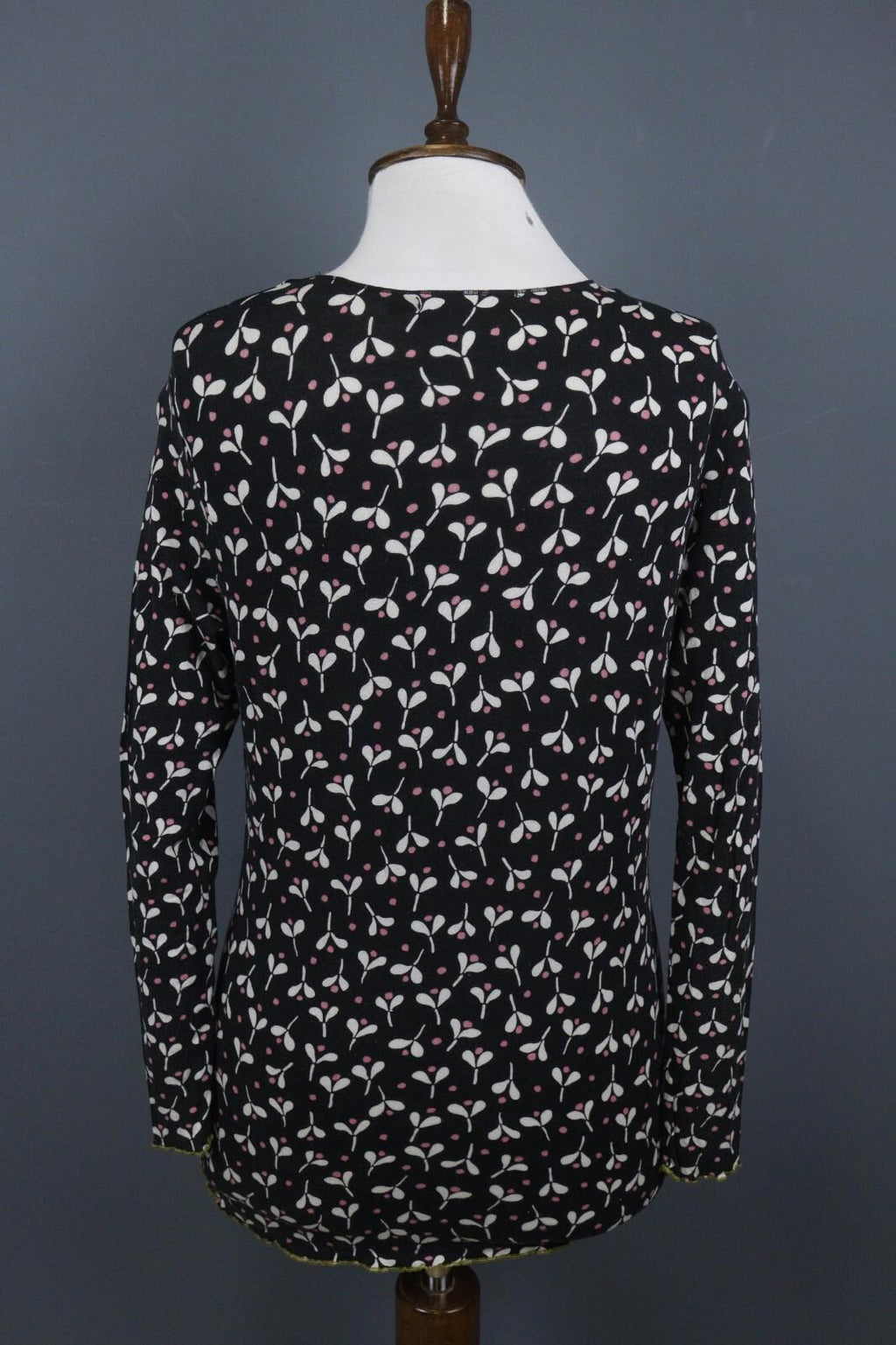 GUDRUN SJODEN Black Geometric Long Sleeve Top Blouse – Size S