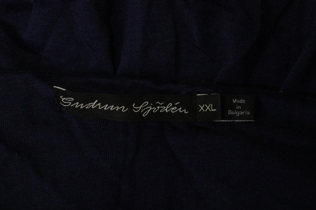 GUDRUN SJODEN Navy Cotton Long Sleeve Asymmetrical Hem Shift Dress – Size 2XL