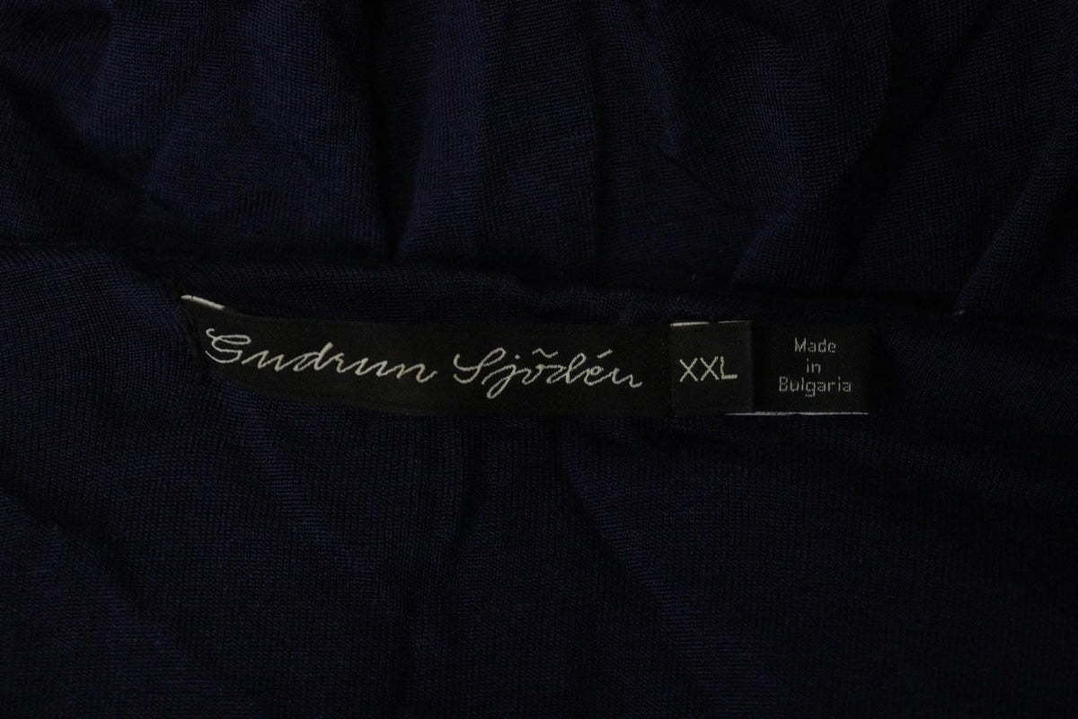 GUDRUN SJODEN Navy Cotton Long Sleeve Asymmetrical Hem Shift Dress – Size 2XL