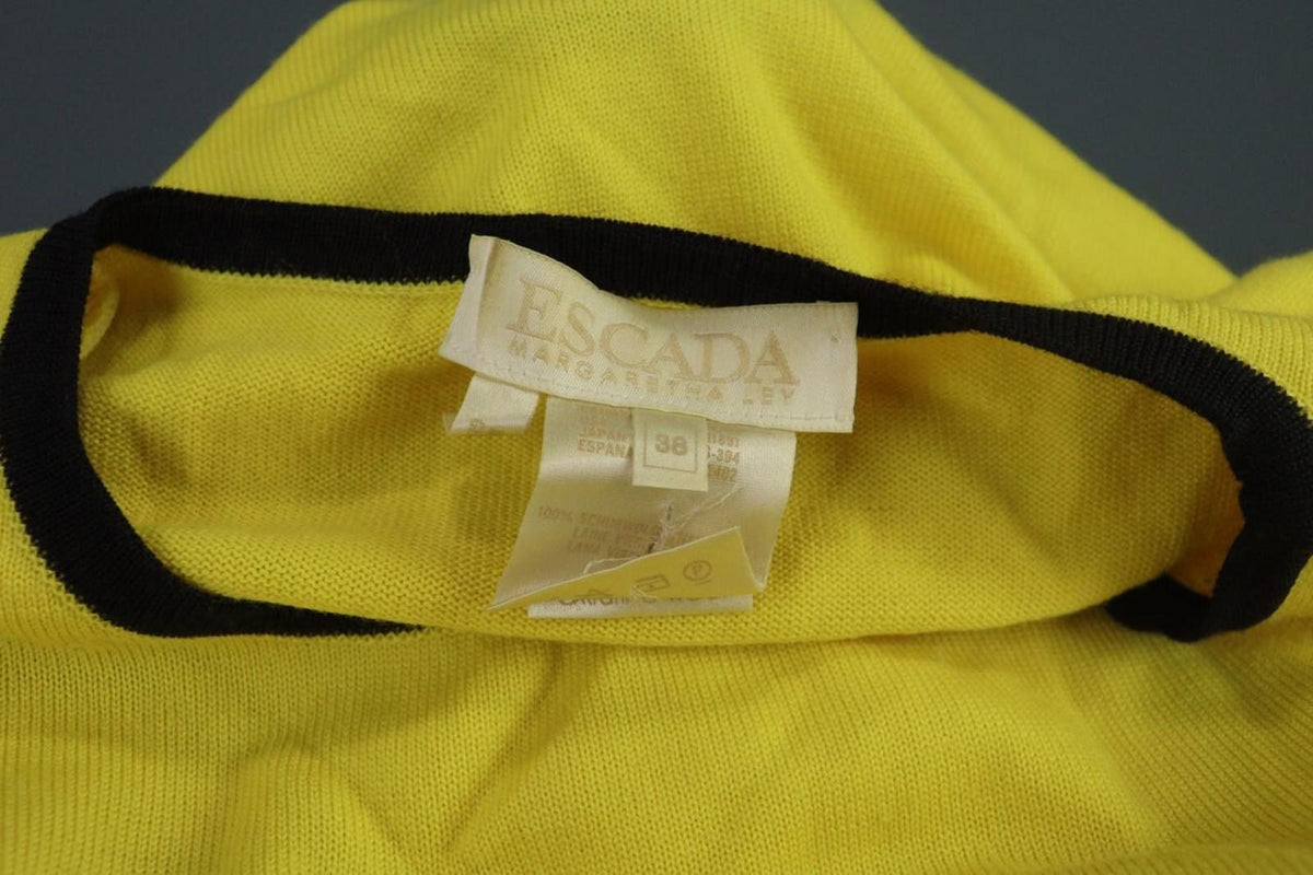 ESCADA Yellow Wool Long Sleeve A-Line Geometric Shift Midi Dress – Size 38