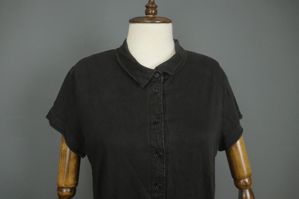 RUNDHOLZ DIP Black Casual Short Sleeve Collared Full Button Front Shirt – Size M