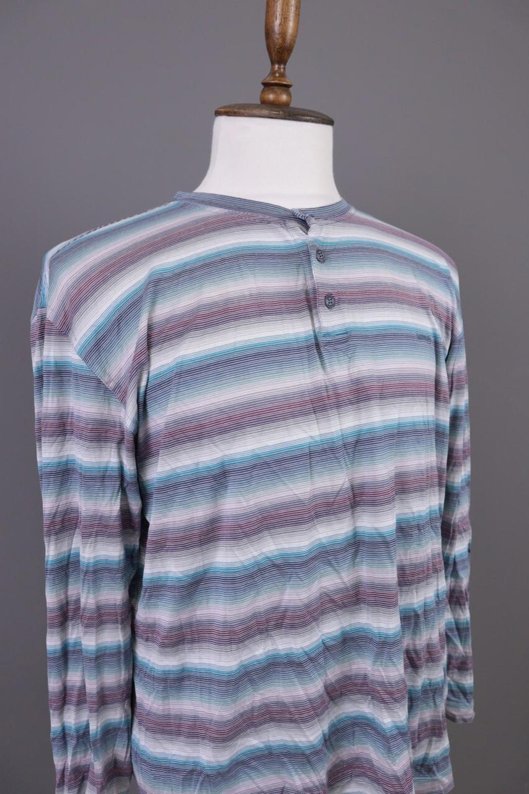 MISSONI UOMO Multicolor Striped Henley Knit Sweater – Size 54