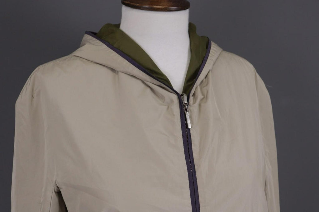 Max Mara Jacket Cream Green Reversible Zipped Pocket Hooded Full Zip – Size 10