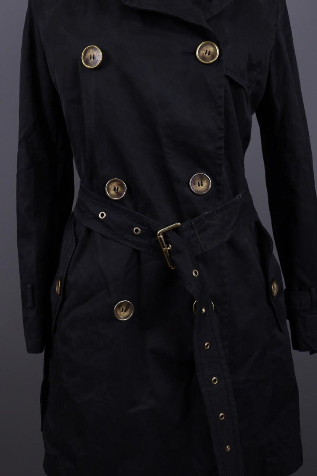 WEEKEND MAX MARA Black Double Breasted Belted Trench Coat – Size I 44 / GB 12 / S