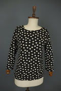GUDRUN SJODEN White Black Polka Dot Modal Long Sleeve Pullover Blouse Top – Size L