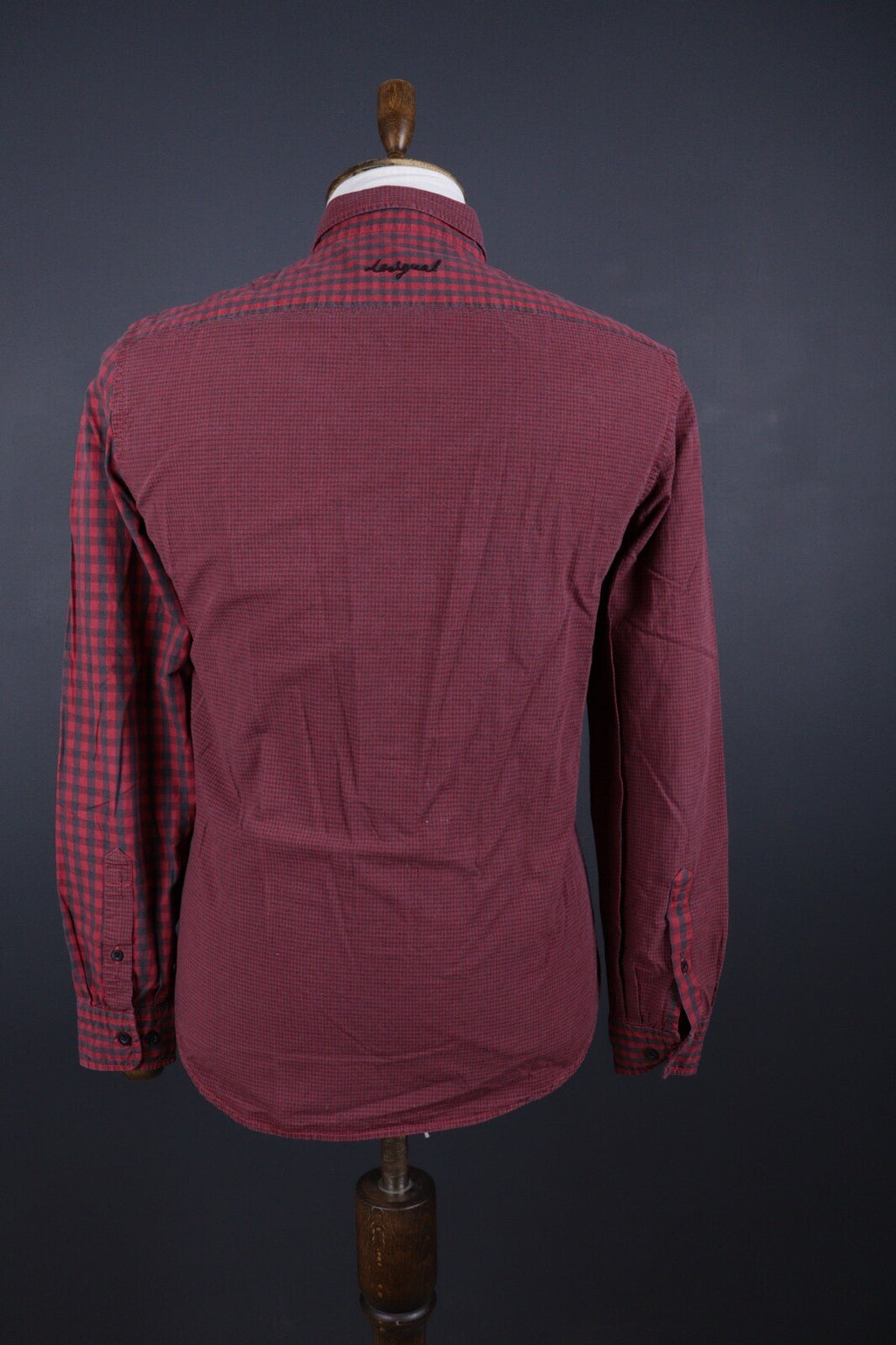 Desigual Regular Fit Red Check Long Sleeve Button Down Shirt – Size S