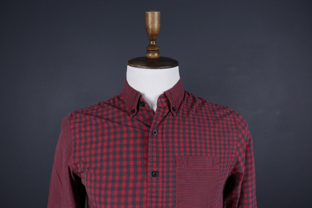 Desigual Regular Fit Red Check Long Sleeve Button Down Shirt – Size S