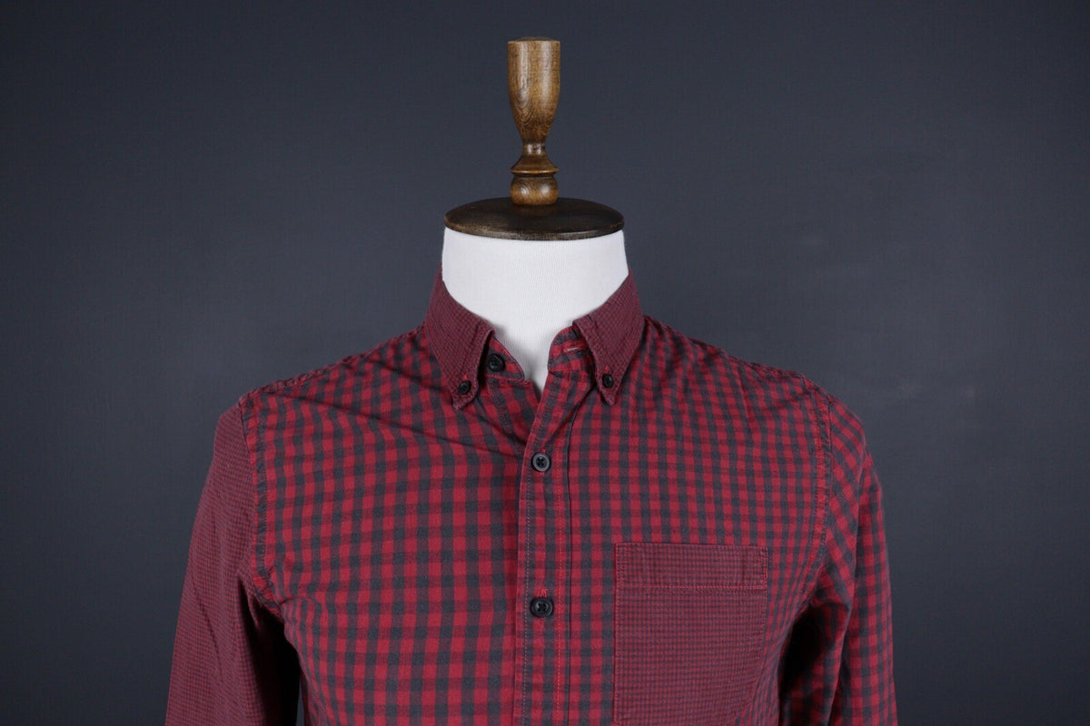 Desigual Regular Fit Red Check Long Sleeve Button Down Shirt – Size S