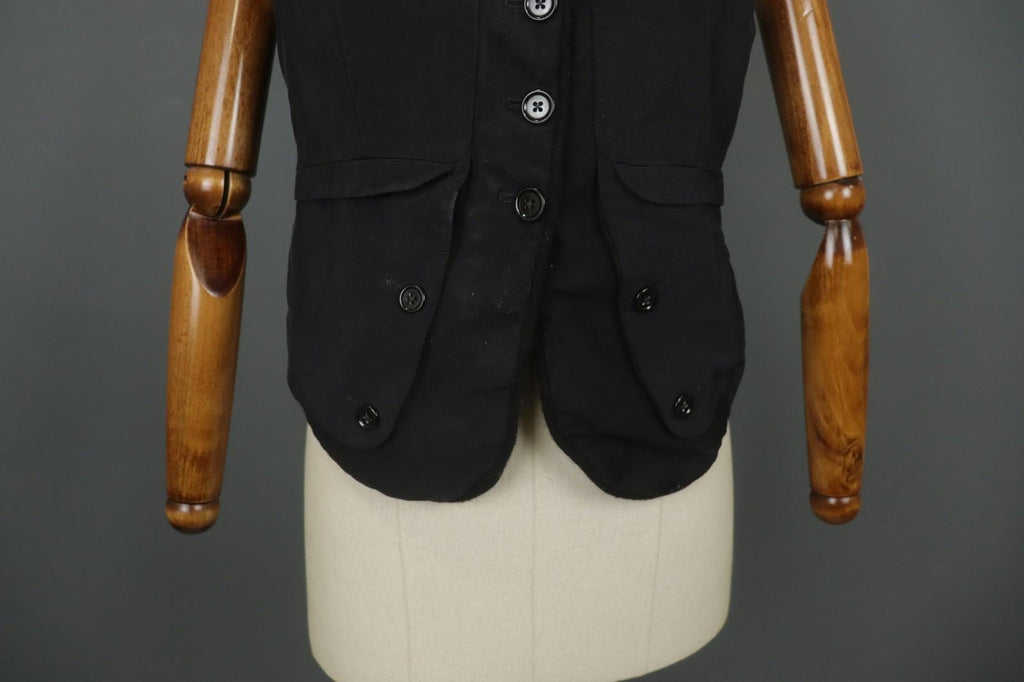 HIGH USE Black Cotton Sleeveless V-Neck Zipper Pockets Button Front Vest – Size 44