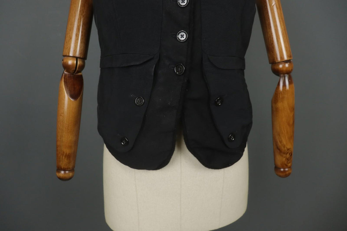 HIGH USE Black Cotton Sleeveless V-Neck Zipper Pockets Button Front Vest – Size 44