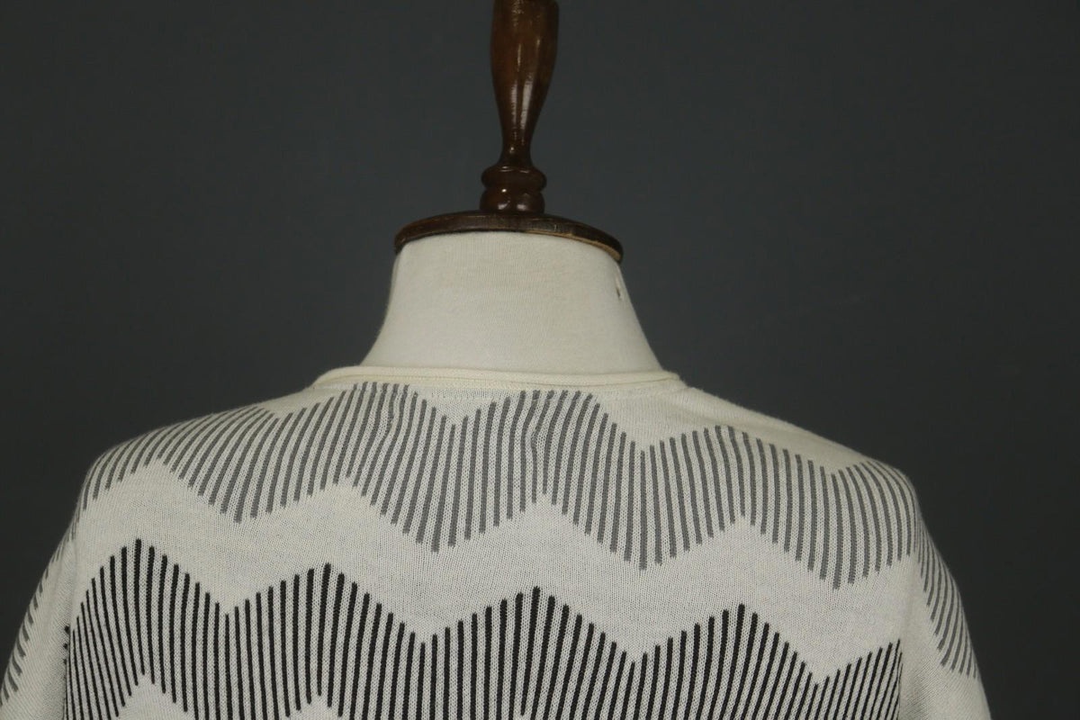 GUDRUN SJODEN Multi Herringbone Long Sleeve Round Neck Pullover Sweater – Size L