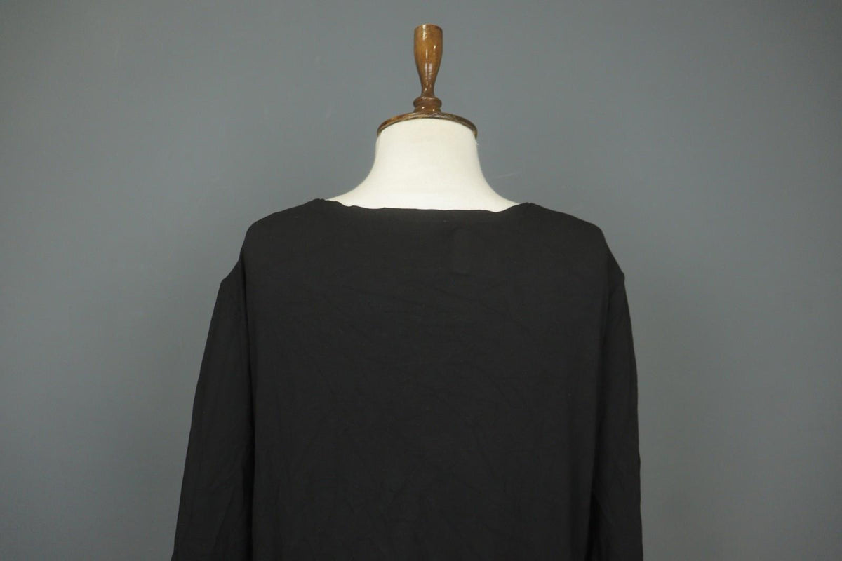 OSKA Black Viscose Blend Regular Fit Long Sleeve Round Neck Sheath Dress – Size 5