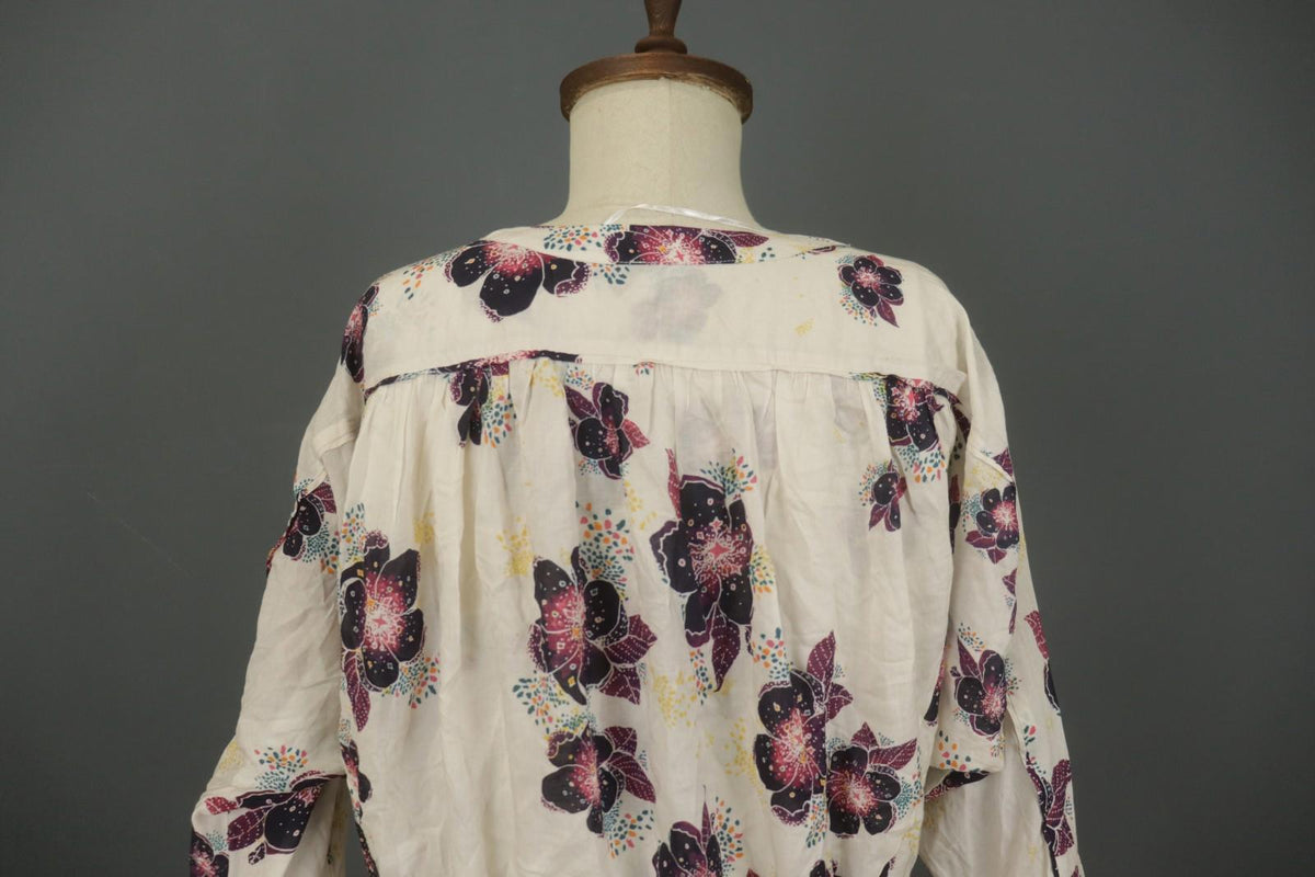 Free People Multi Viscose Floral V-Neck Long Sleeve Pullover Wrap Top – Size S