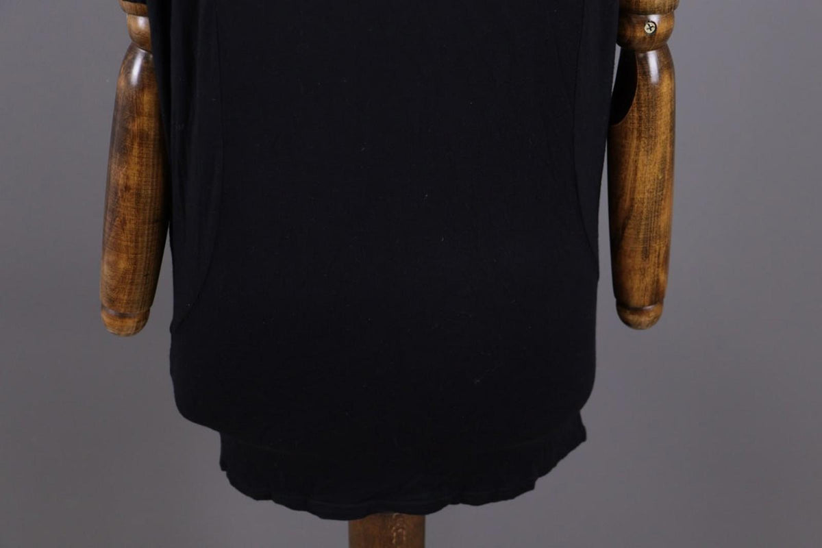 RUNDHOLZ Tunic Top Black Stretch Relaxed Cowl Neck Short Sleeve Pullover – Size L