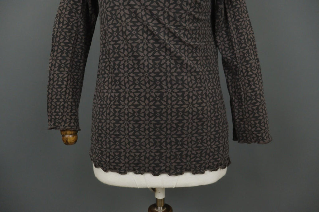 GUDRUN SJODEN Brown Printed Long Sleeve Round Neck Tunic Blouse Top – Size S