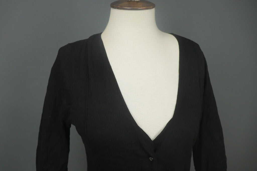 ANNETTE GOERTZ Kami Black Silk Blend Knit Button Front Cardigan Sweater – Size M