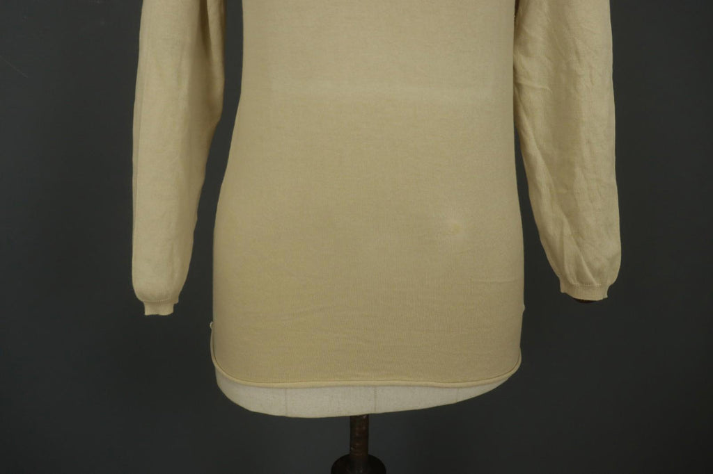 MAISON MARTIN MARGIELA Tan Cotton Knitted Raglan Sleeve Pullover Sweater – Size S – Used