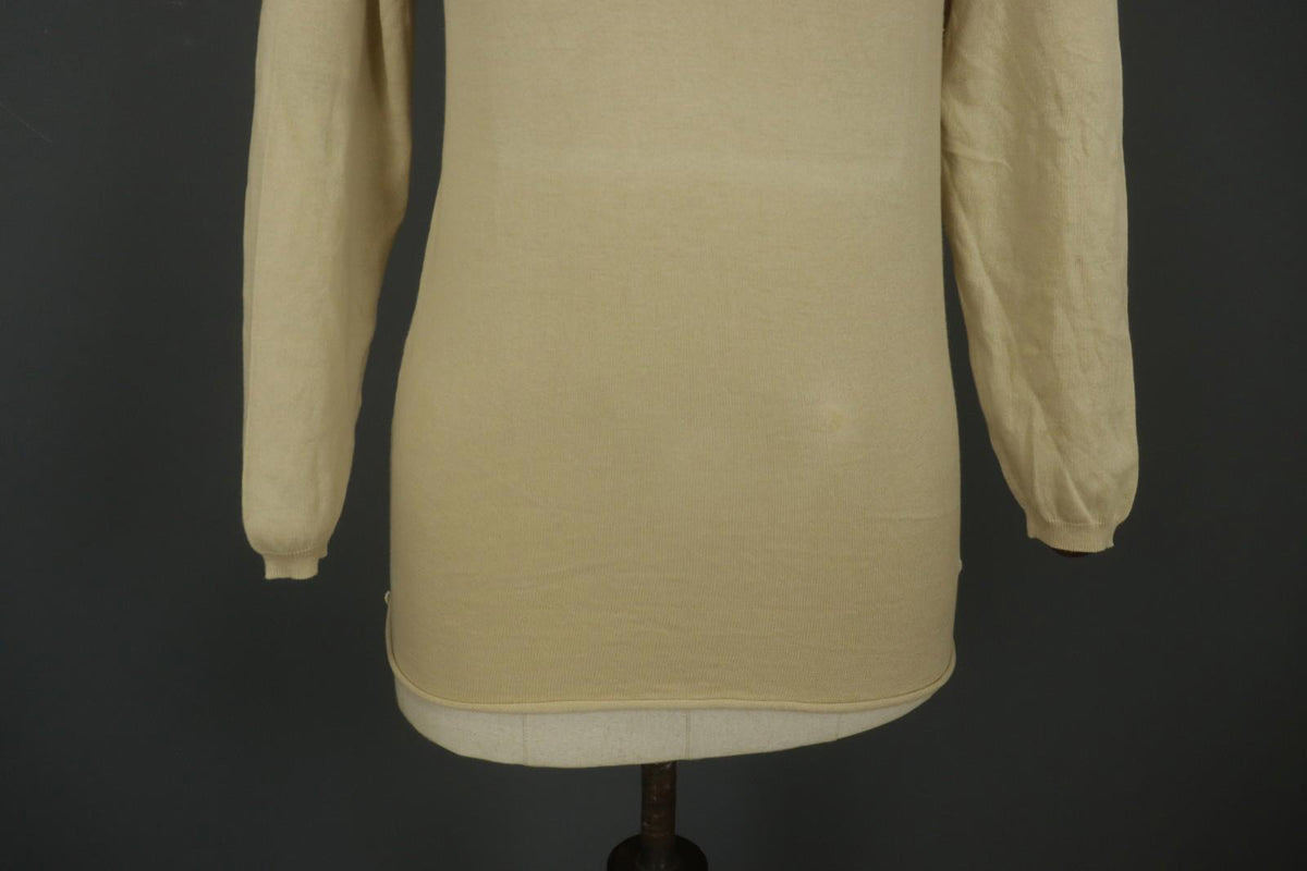 MAISON MARTIN MARGIELA Tan Cotton Knitted Raglan Sleeve Pullover Sweater – Size S – Used