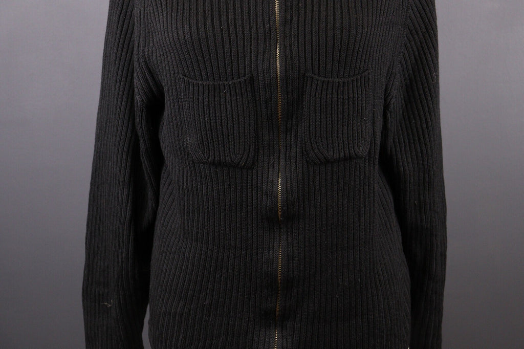 Kenzo Homme Black Vintage Merino Wool Full Zip Tight Knit Sweater – Size M