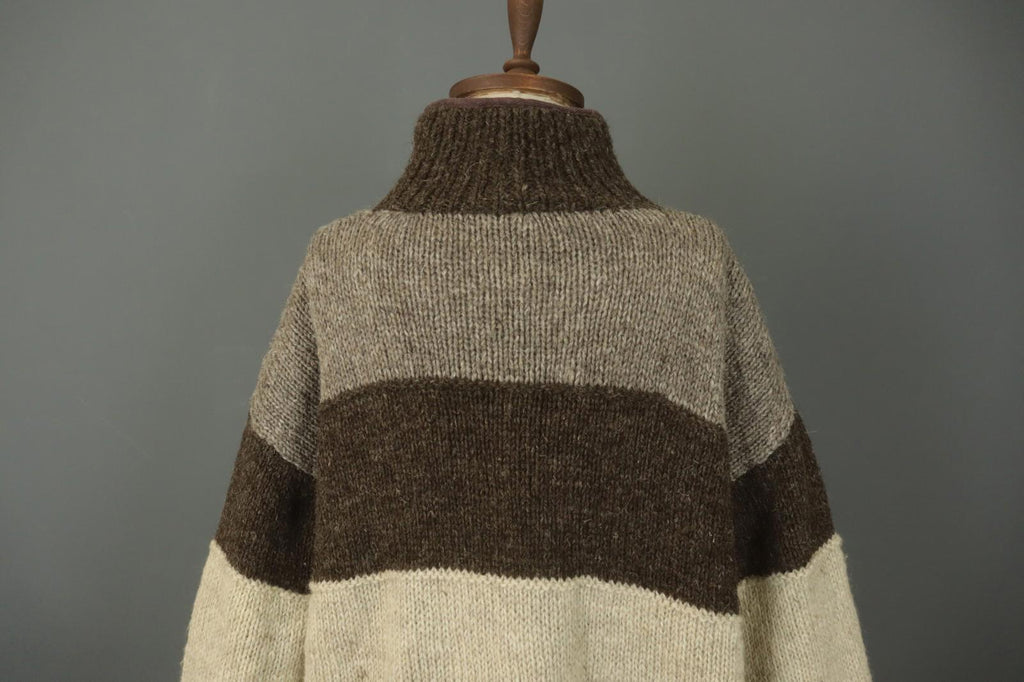 PACHAMAMA Multi Striped Wool Cable Knit Mock Neck 1/4 Zip Sweater – Size L / M