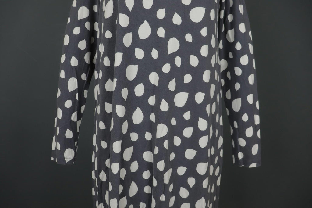 MARIMEKKO Gray White Polka Dot Viscose Long Sleeve Pullover Shift Dress – Size M