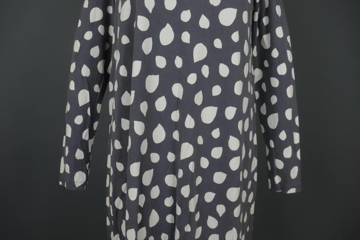 MARIMEKKO Gray White Polka Dot Viscose Long Sleeve Pullover Shift Dress – Size M