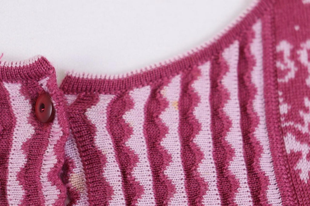 OLENA ESPELAND Pink Floral Wool Silk Knit Cardigan Sweater – Size M