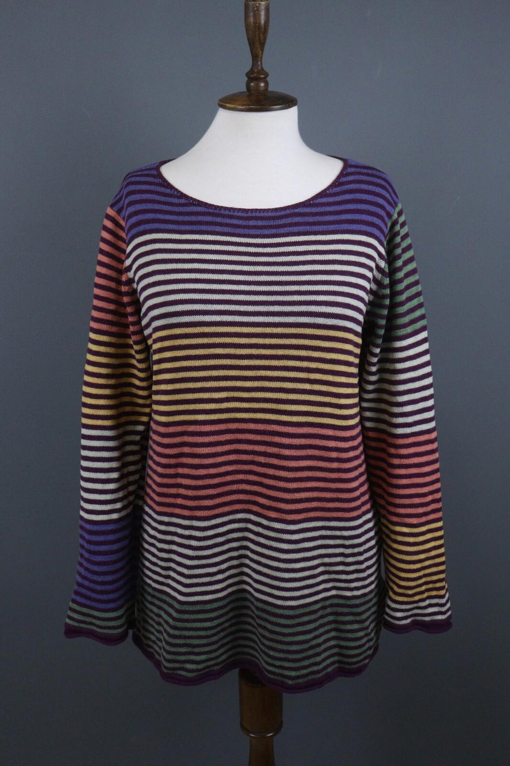 GUDRUN SJODEN Multicolor Striped Long Sleeve Lightweight Sweater – Size M
