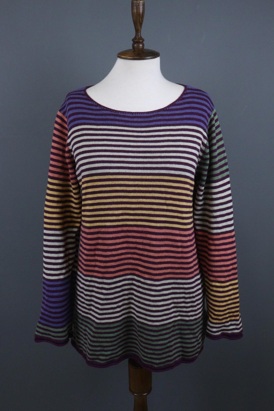 GUDRUN SJODEN Multicolor Striped Long Sleeve Lightweight Sweater – Size M