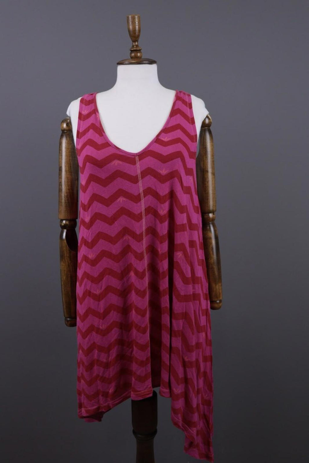 GUDRUN SJODEN Purple Stripe Lagenlook Sleeveless Blouson Midi Dress – Size L