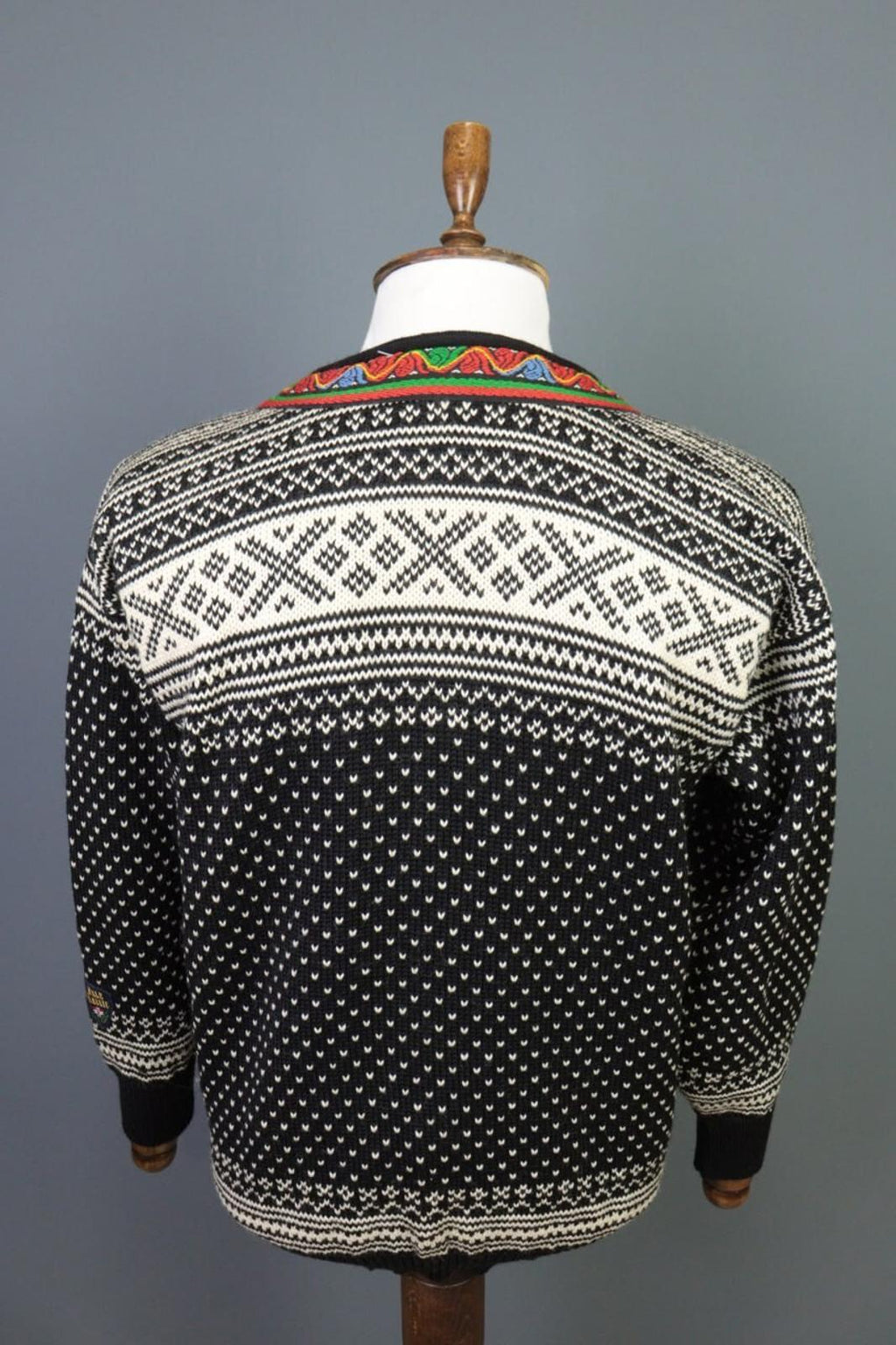 DALE OF NORWAY Black Clasp Fair Isle Wool Knit Ski Sweater