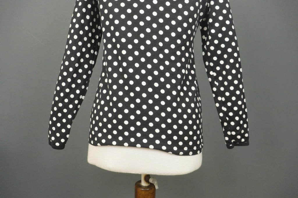 MARIMEKKO Black White Polka Dot Cotton Long Sleeve Summer Snap Blouse Top – Size M
